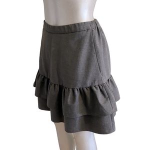 J. Crew Wool Tiered Ruffle Skirt Minimalist Schoolgirl Preppy Academia Casual S